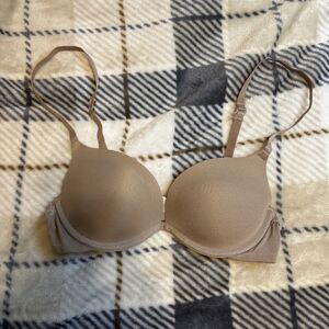 Flirtitude 34A Nude Beige Padded Bra with Lace Trim Convertible Straps